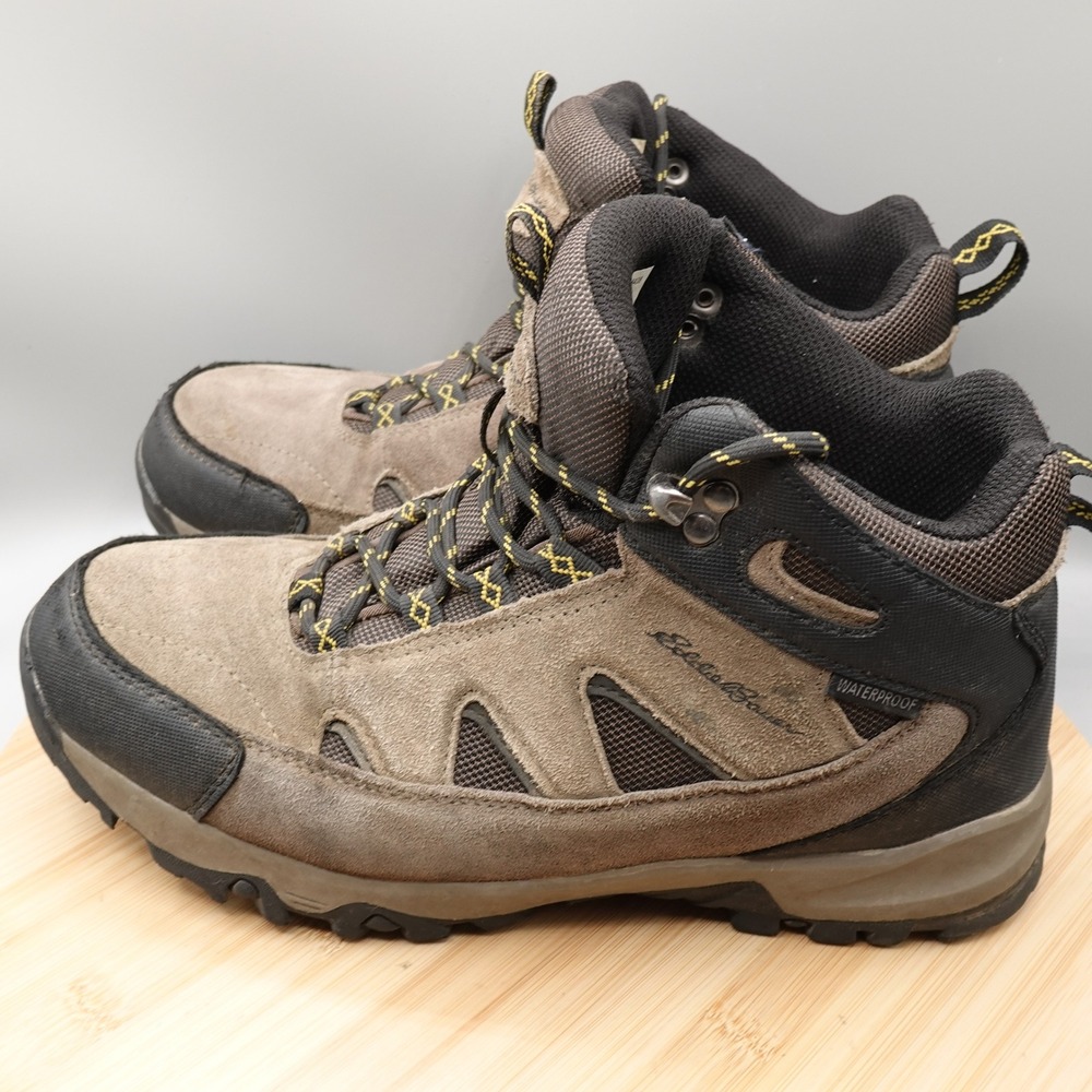 Eddie Bauer Boots Mens 9 Brown Brighton Waterproof Hiking Outdoors Camping Flaws